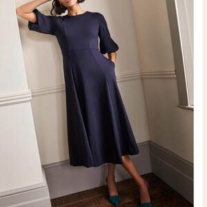 Boden Full Skirt Jersey Midi Dress Navy US6P